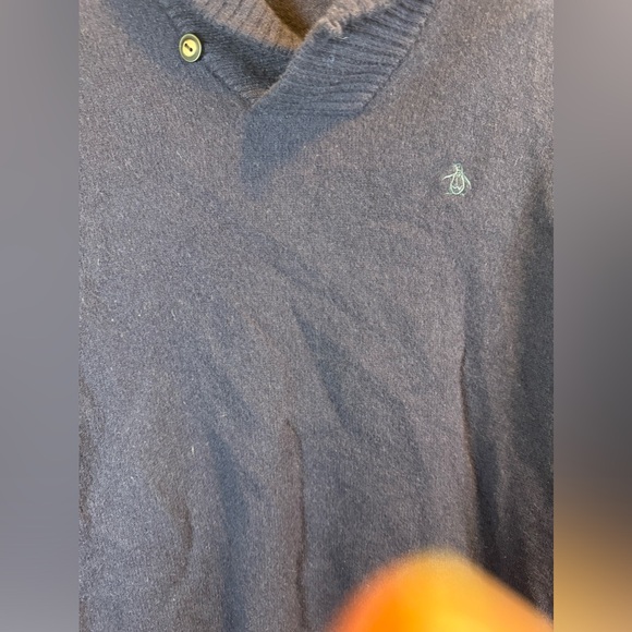 Penguin By Munsingwear Men’s Navy Blue Shawl Collar  Sweater XXL 100% Lambs Wool - Picture 7 of 16